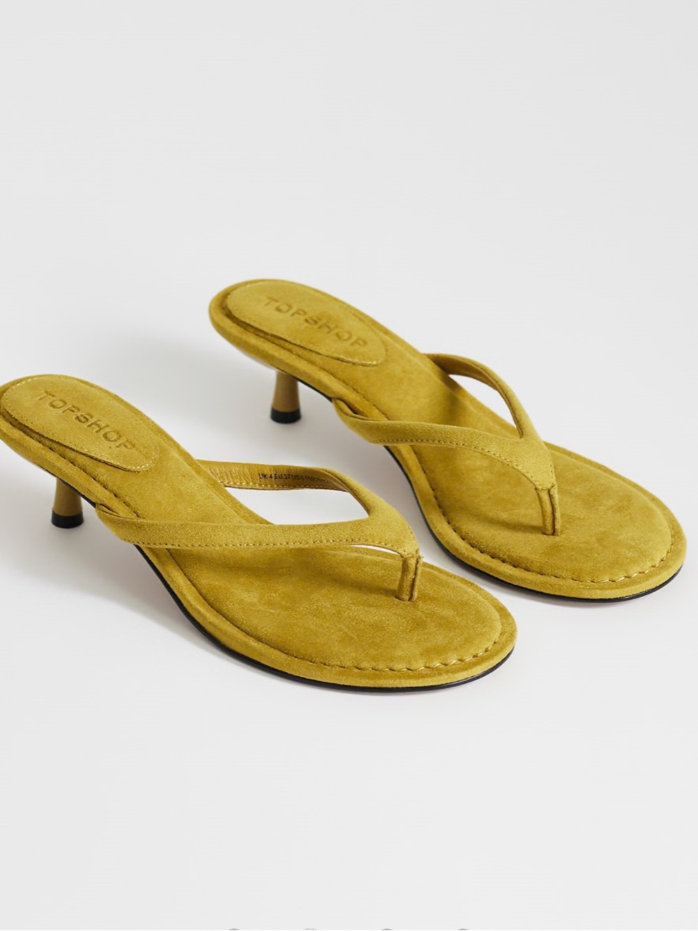 Topshop Axel toe thong mid heel sandals in olive
